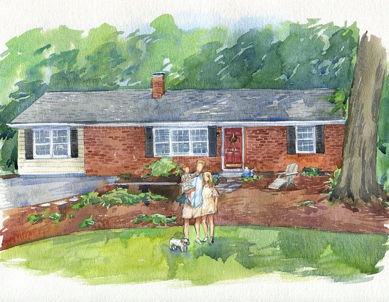 House Portrait With Owners Moving Gift Watercolor House Portrait Realtor Closing Gift Custom Gift image 2