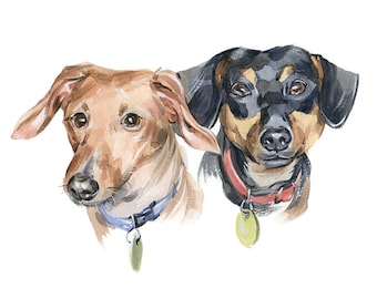 MULTI Pet portrait  — Pet Memorial — Watercolor Pet Portrait — Personalized Pet Portrait — Personalized Pet Lover Gift