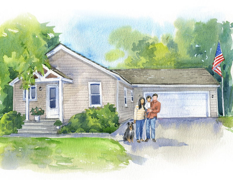 House Portrait With Owners Mother's Day Gift Moving Gift Watercolor House Portrait Realtor Closing Gift Custom Gift image 4
