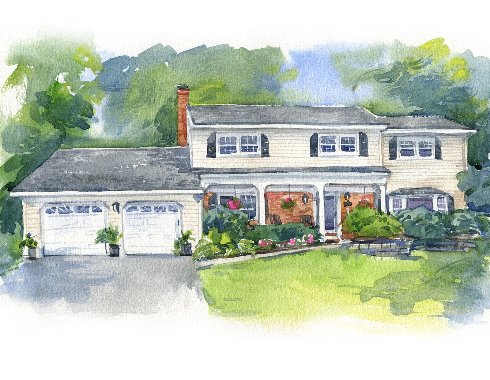 Custom Watercolor House Portrait: Personalized Family Keepsake, Father ...