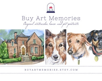 Last Minute Gift — Gift Certificate for 5x7 Watercolor Painting — House Portrait — Pet Portrait — Family Gift