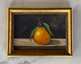 CLEMENTINE #3 Art Print - Unframed Oil Painting Print - Still Life Original - Small Still Life Painting -  Clementine Art - Fruit Art Print