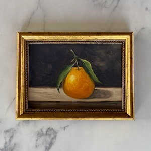 CLEMENTINE #3 Art Print - Unframed Oil Painting Print - Still Life Original - Small Still Life Painting -  Clementine Art - Fruit Art Print