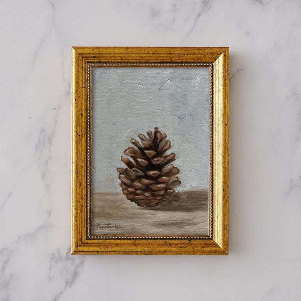 PINECONE Kunstdruck - Ungerahmter Kiefernzapfen Original Ölgemälde Druck - Rustikales Waldkunstwerk