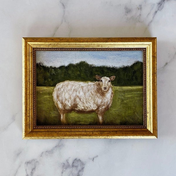 WOOLY Art Print - Unframed Sheep Oil Painting Print - Small Sheep Oil Painting - Ewe Oil Painting - Countryside Original Oil Art - Farm Art