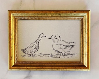 THREES COMPANY Unframed Art Print - Duck Drawing Ink Sketch Print - Minimalist Duck Drawing - French Country Art - Duck Art - Duck Sketch