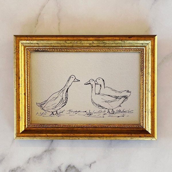 THREES COMPANY Unframed Art Print - Duck Drawing Ink Sketch Print - Minimalist Duck Drawing - French Country Art - Duck Art - Duck Sketch