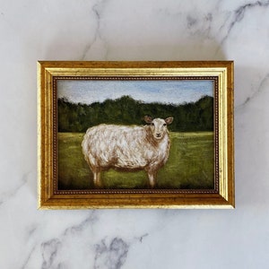 WOOLY Art Print - Unframed Sheep Oil Painting Print - Small Sheep Oil Painting - Ewe Oil Painting - Countryside Original Oil Art - Farm Art