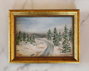 WINTER WALK Art Print - Unframed Winter Landscape Oil Painting Print - Snowy Landscape Print - French Country Art - Snowy Pathway Landscape