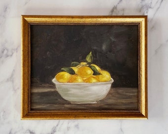 GATHERED LEMONS Art Print - Unframed Oil Painting Print - Oil Painting Still Life - Lemon Oil Painting - French Kitchen Art - Restaurant Art