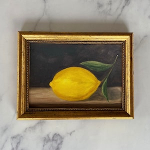 LEMON #12 Art Print - Unframed Oil Painting Print - Still Life Original Art - Small Still Life Painting -  Lemon Art - Fruit painting