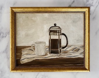 GOOD MORNING Art Print - Unframed Oil Painting Print - Still Life Oil Painting - Kitchen Art - French Country - Coffee Art - Coffee Print