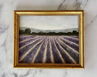 LAVENDER FIELDS Art Print - Unframed Oil Painting Print - Oil Painting Countryside - Mini Farm Oil Painting - Lavender Field Giclee Print