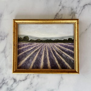 LAVENDER FIELDS Art Print - Unframed Oil Painting Print - Oil Painting Countryside - Mini Farm Oil Painting - Lavender Field Giclee Print