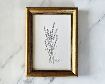 LAVENDER II Art Print - Unframed Floral Ink Sketch
