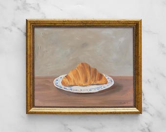 LE CROISSANT Art Print - Unframed Oil Painting Pastry Print