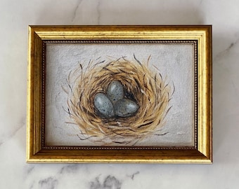 QUAIL NEST Art Print - Unframed Oil Painting Print - Quail Egg Nest Art - Wildlife Painting Print - Countryside Original Art - Bird Nest