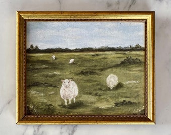 SHEEP VI Art Print - Unframed Sheep Oil Painting Print - Ewe Oil Painting Print - Countryside Original Oil Art Painting - Spring Sheep Art