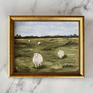 SHEEP VI Art Print - Unframed Sheep Oil Painting Print - Ewe Oil Painting Print - Countryside Original Oil Art Painting - Spring Sheep Art