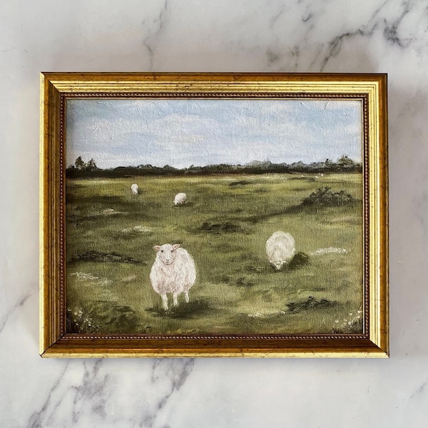 SCHAF VI Kunstdruck - Ungerahmter Schaf Ölgemälde Druck - Ewe Ölgemälde Druck - Original Ölgemälde auf dem Land - Frühlingsschaf Kunst