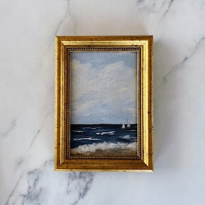 Impression d&#39;art VOILIER #3 - impression de peinture à l&#39;huile océan sans cadre - art de plage côtière - peinture de paysage marin - peinture océan minimaliste - art de plage