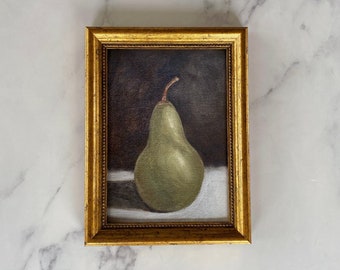 PEAR #2 Art Print - Unframed Oil Painting - Oil Painting Still Life Original - Small Still Life Painting -  Kitchen Art Print  - Fruit Art