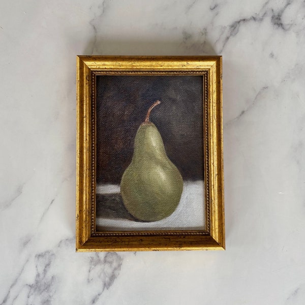 PEAR #2 Art Print - Unframed Oil Painting - Oil Painting Still Life Original - Small Still Life Painting -  Kitchen Art Print  - Fruit Art