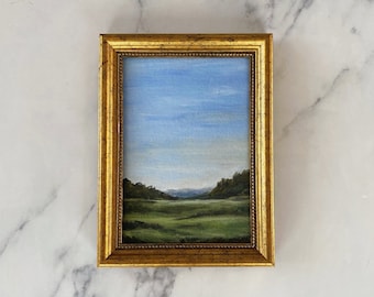 SLOW LANE Art Print - Unframe Oil Painting Print- Countryside - Mini Farm Oil Painting - Small Landscape Painting - Kitchen Landscape Print