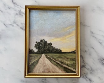 COUNTRY ROAD Art Print - Unframed Oil Painting Print - Landscape Road Giclee Art Print - Landscape Country Oil Painting - Minimalist Art