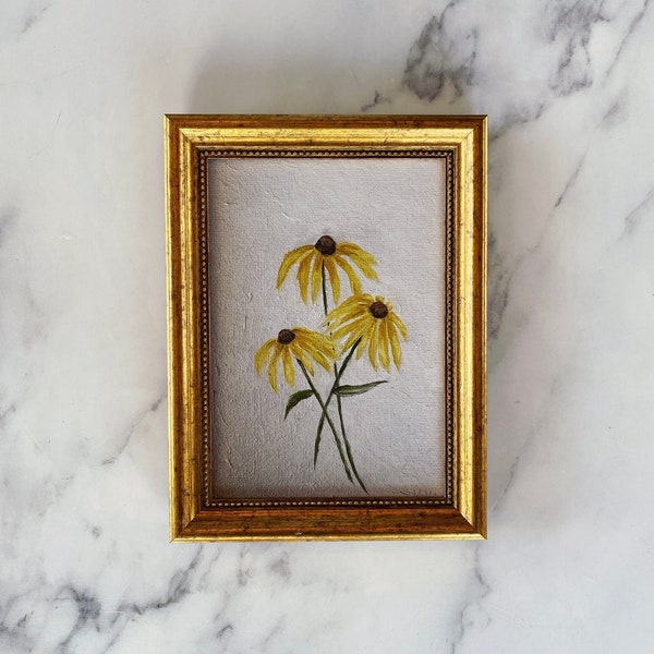 BLACK EYED SUSANS Art Print - Unframed Oil Painting Print - Oil Painting Still Life Original - Small Flower Oil Painting - Floral Art