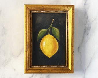 CITRON NR 8 Konsttryck - Oinramad fruktoljemålning
