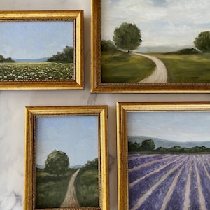 LANDSCAPE BUNDLE #4 - Unframed Oil Painting Prints - Countryside - Mini Farm Oil Painting - Small Landscape Oil Painting - Kitchen Art