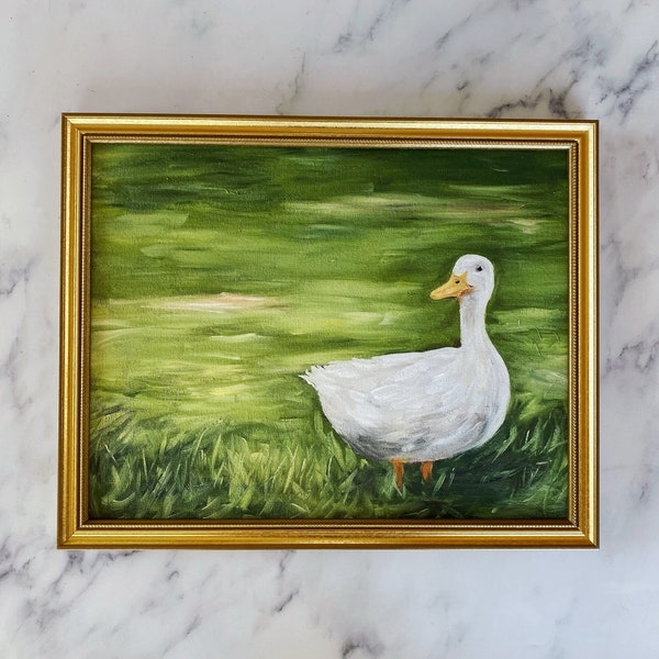 LOUISE Art Print - Unframed Oil Painting Print - Duck Oil Painting Print - Cottage Art - Farm Animal Countryside Art Painting - Duck Art