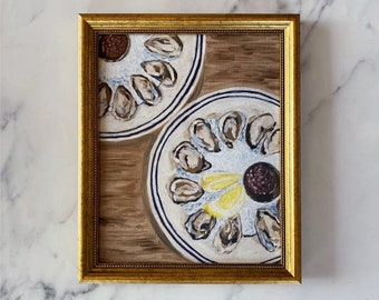 BON APPETIT Art Print - Unframed Oil Painting Print - Oil Still Life - Oyster Oil Painting Art - French Kitchen Oyster Art - Restaurant Art