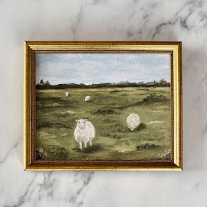 SHEEP IV Art Print - Unframed Sheep Oil Painting Print - Ewe Oil Painting Print - Countryside Original Oil Art Painting - Spring Sheep Art