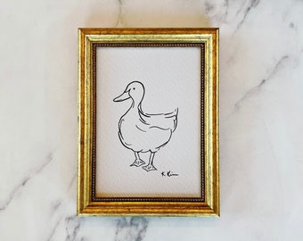 DELILAH Art Print - Unframed Duck Drawing Sketch Print - Minimalist Duck Drawing Art - French Country Art - Duck Nursery Art - Duck Sketch