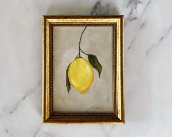 LEMON DROP II Art Print - Unframed Oil Painting Print - Still Life Original Art - Small Still Life Painting -  Lemon Art - Fruit painting