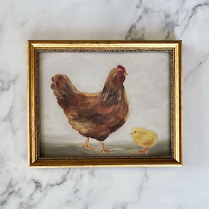 MAMA AND ME Art Print - Unframed Oil Painting Print - Oil Painting Still Life Original - Giclee Print - Chicken Oil Painting - Chicken Art
