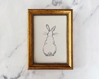 BUNNY Art Print - Unframed Bunny Ink Sketch Print - Minimalist Bunny Rabbit Art - French Country Art - Original Drawing Bunny - Nursery
