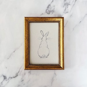 BUNNY Art Print - Impresión de bocetos de tinta de conejito sin enmarcar - Arte minimalista de conejo conejito - Arte rural francés - Conejito de dibujo original - Vivero
