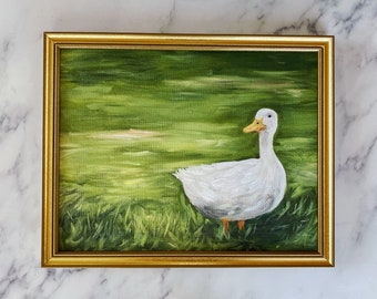 LOUISE Art Print - Unframed Oil Painting Print - Duck Oil Painting Print - Cottage Art - Farm Animal Countryside Art Painting - Duck Art