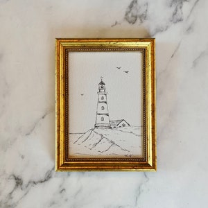 VUURTOREN IV Art Print - Ingelijste inktschets - Coastal Beach Art - Lighthouse Sketch Giclee Print - Minimalistische Ocean Art - Beach House Art