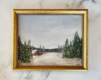 COUNTRY WINTER Art Print - Unframed Winter Landscape Oil Painting Print - Snowy Winter Art - Original Winter Landscape - Winter Barn Art