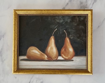PEARS #3 Art Print - Pears Oil Painting Print - Moody Still Life Oil Painting - Kitchen Art - Original Oil Art Painting - French Country Art