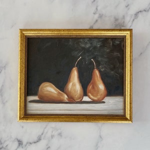 PEARS #3 Art Print - Unframed Pears Oil Painting Print - Moody Still Life Oil Painting - Kitchen Art - Original Oil Art - French Country Art