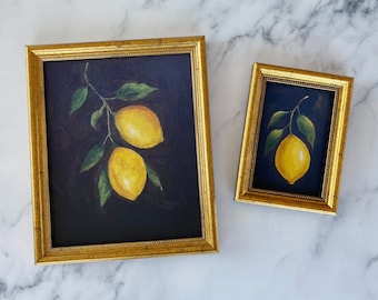 MOODY LEMON BUNDLE - Unframed Oil Print - Oil Print Still Life Original - Still Life Painting Print - Lemon Art Print - Fruit Art Print