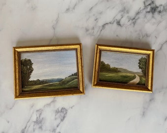 LANDSCAPE BUNDLE #1 - Unframed Oil Painting - Oil Painting Countryside - Mini Farm Oil Painting - Small Landscape Oil Painting - Kitchen Art