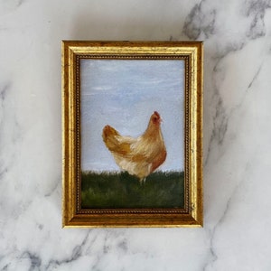 HENRIETTA Art Print - Unframed Oil Painting Print - Oil Painting Still Life Original - Farmhouse Print - Chicken Oil Painting - Chicken Art