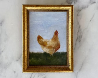 HENRIETTA Art Print - Unframed Oil Painting Print - Oil Painting Still Life Original - Giclee Print - Chicken Oil Painting - Chicken Art