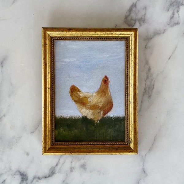 HENRIETTA Art Print - Unframed Oil Painting Print - Oil Painting Still Life Original - Giclee Print - Chicken Oil Painting - Chicken Art